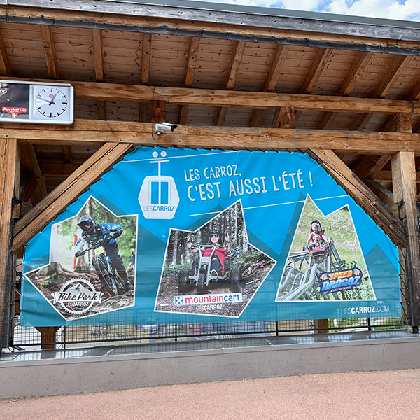 Bâche sur mesure imprimée Les Carroz Haute Savoie 74