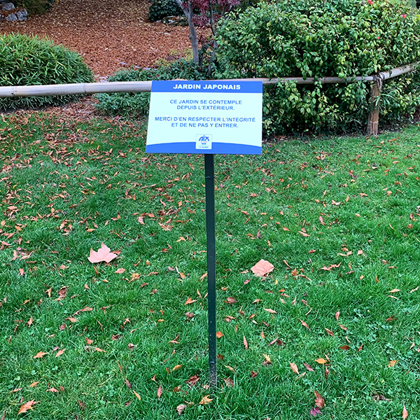 Signaletique panneau dibond jardin - Mairie Aix 1